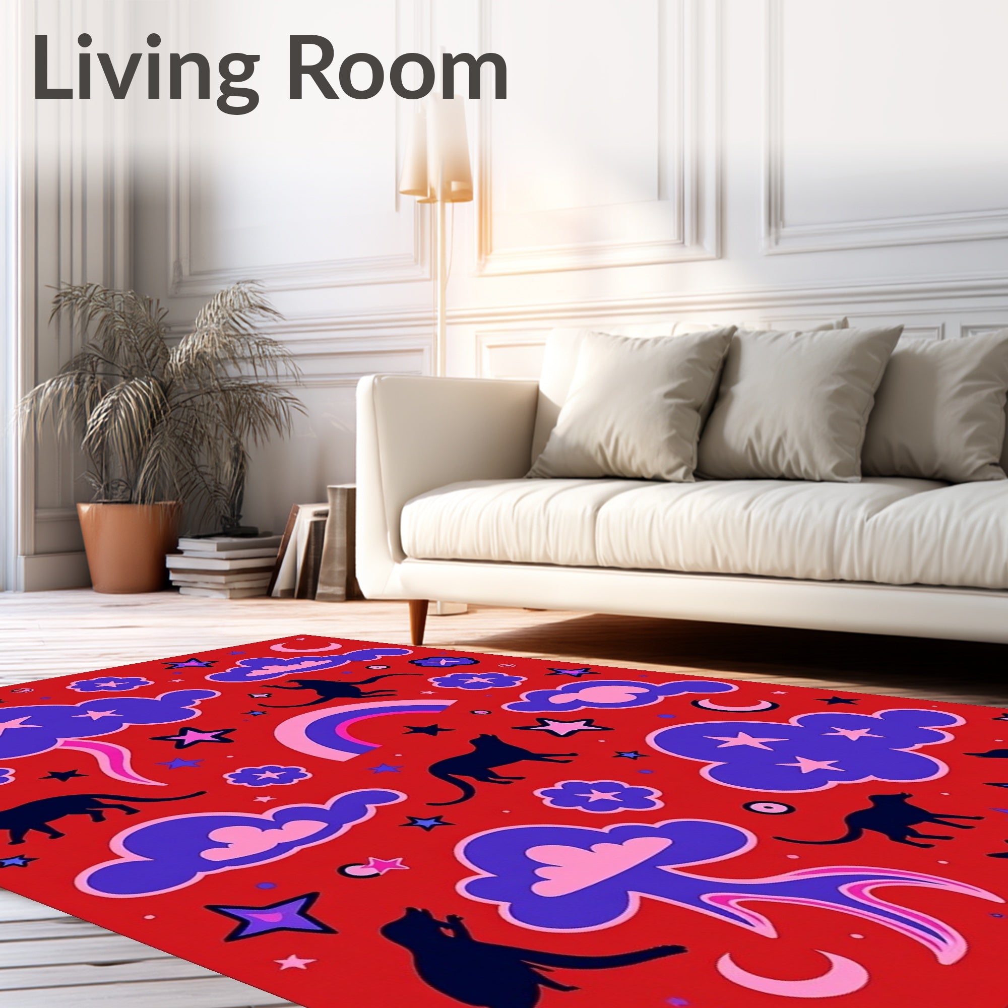 Celestial Night Sky Doggos Rainbow Rug