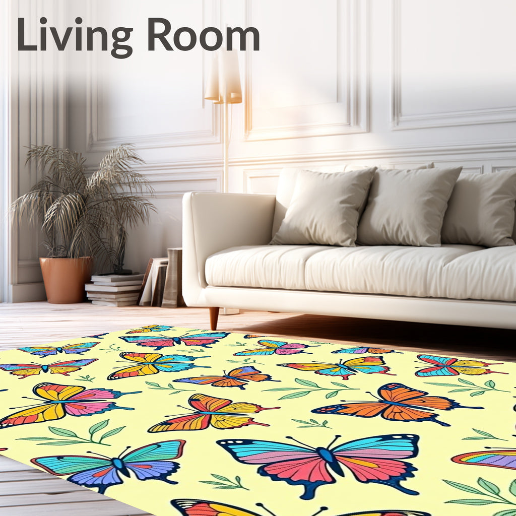 Whimsical Butterfly Floral Collage Rug
