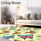 Whimsical Butterfly Floral Collage Rug