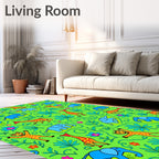 Vibrant Jungle Animals Flower Foliage Rug