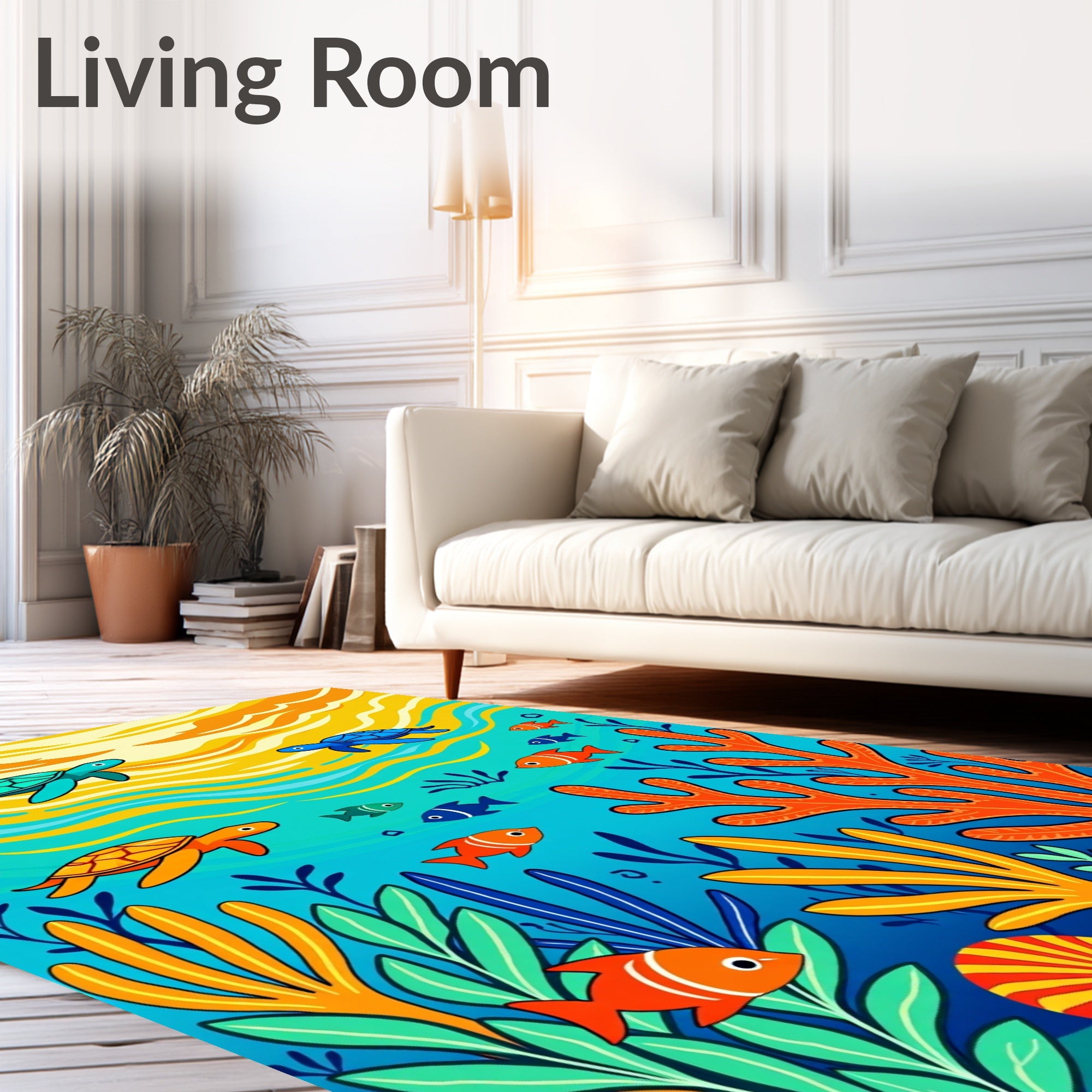 Ocean Turtles Coral Reef Whimsy Rug