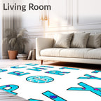 Aqua Aquatic Alphabet Characters Rug