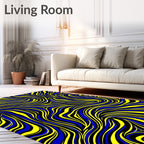 Vibrant Blue Yellow Swirl Rug