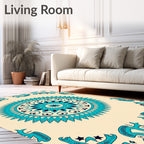 Turquoise Medallion Starry Corner Rug