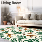 Whimsical Giraffe Jungle Leaf Ensemble Rug