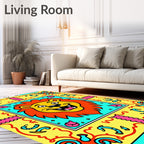 Joyful Yellow Lion Face Garden Rug