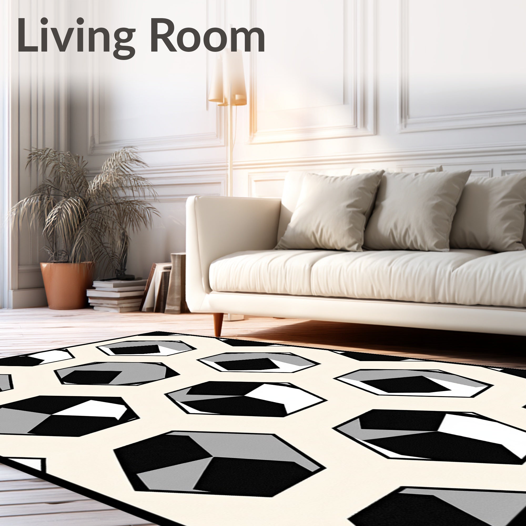 Monochromatic Hexagonal Cells Abstraction Rug