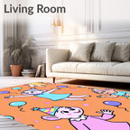Whimsical Pink Mice Party Balloons Orange Rug
