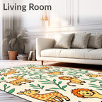 Whimsical Safari Animals Greenery Playtime Rug
