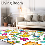 Happy Sunshine Butterfly Floral Garden Rug
