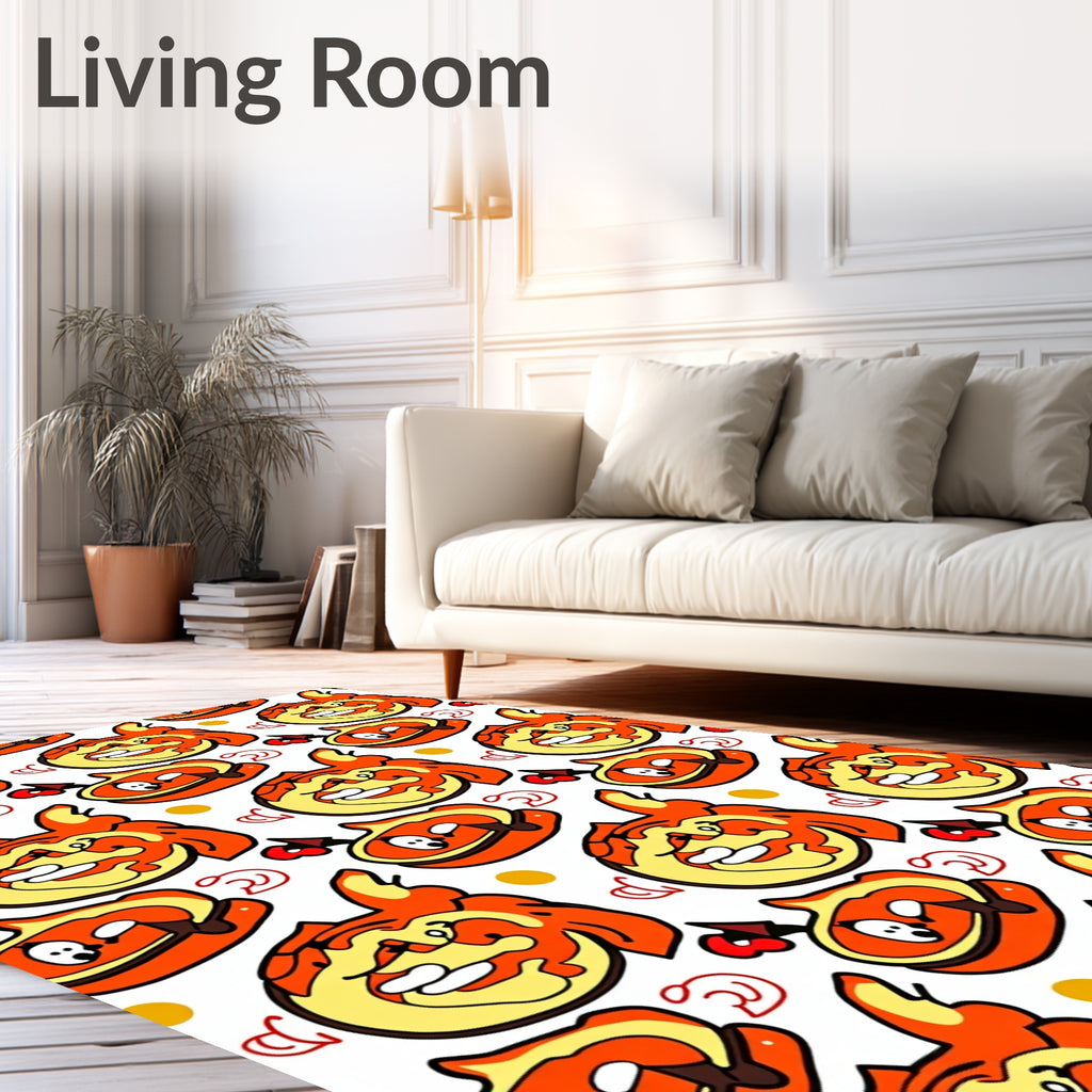 Whimsical Orange Character Spot Rug