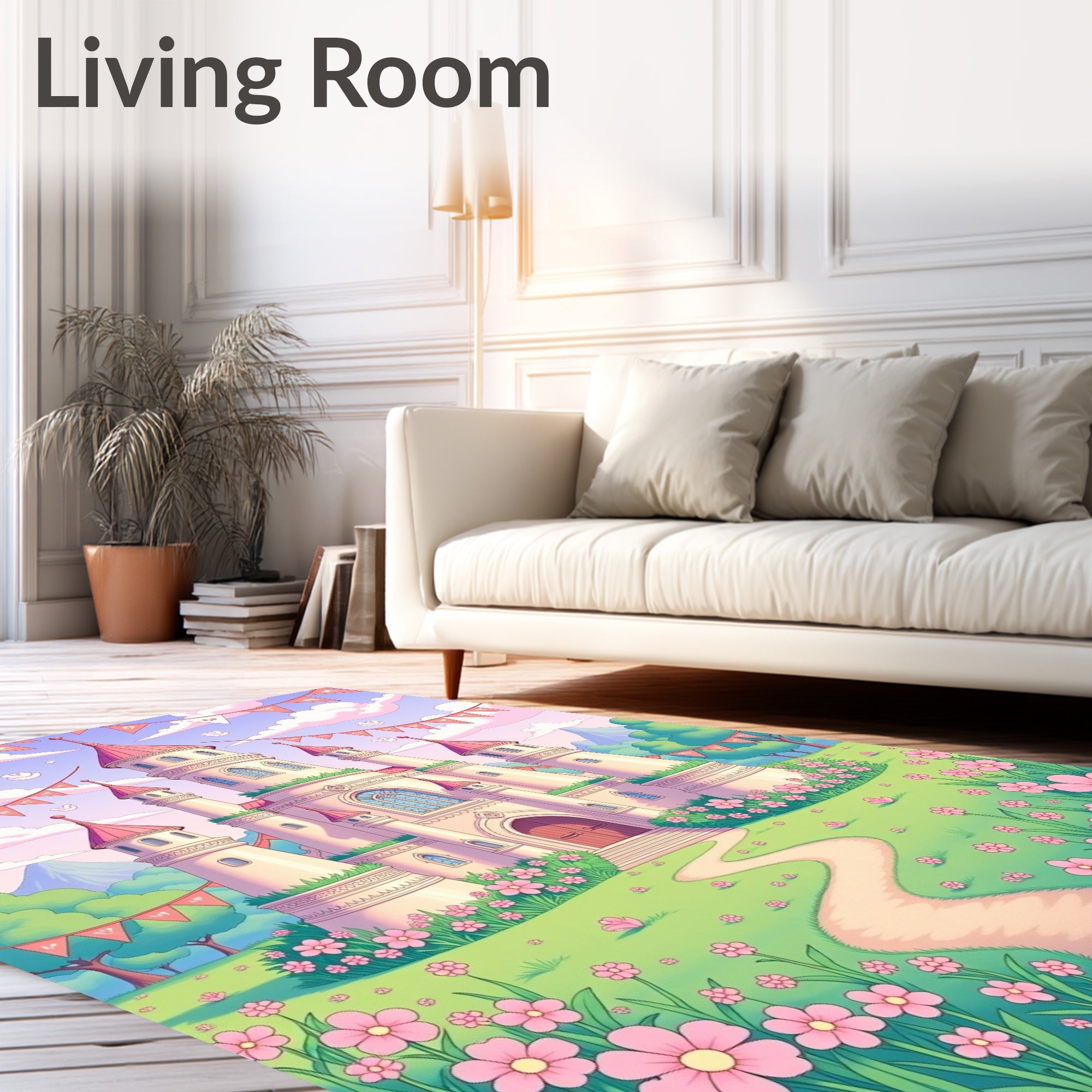 Pink Castle Pastel Garden Meadow Rug
