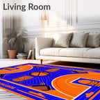 Bold Orange Royal Basketball Court Rug
