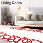 Crimson Linked Oval Vertical Stripe Rug