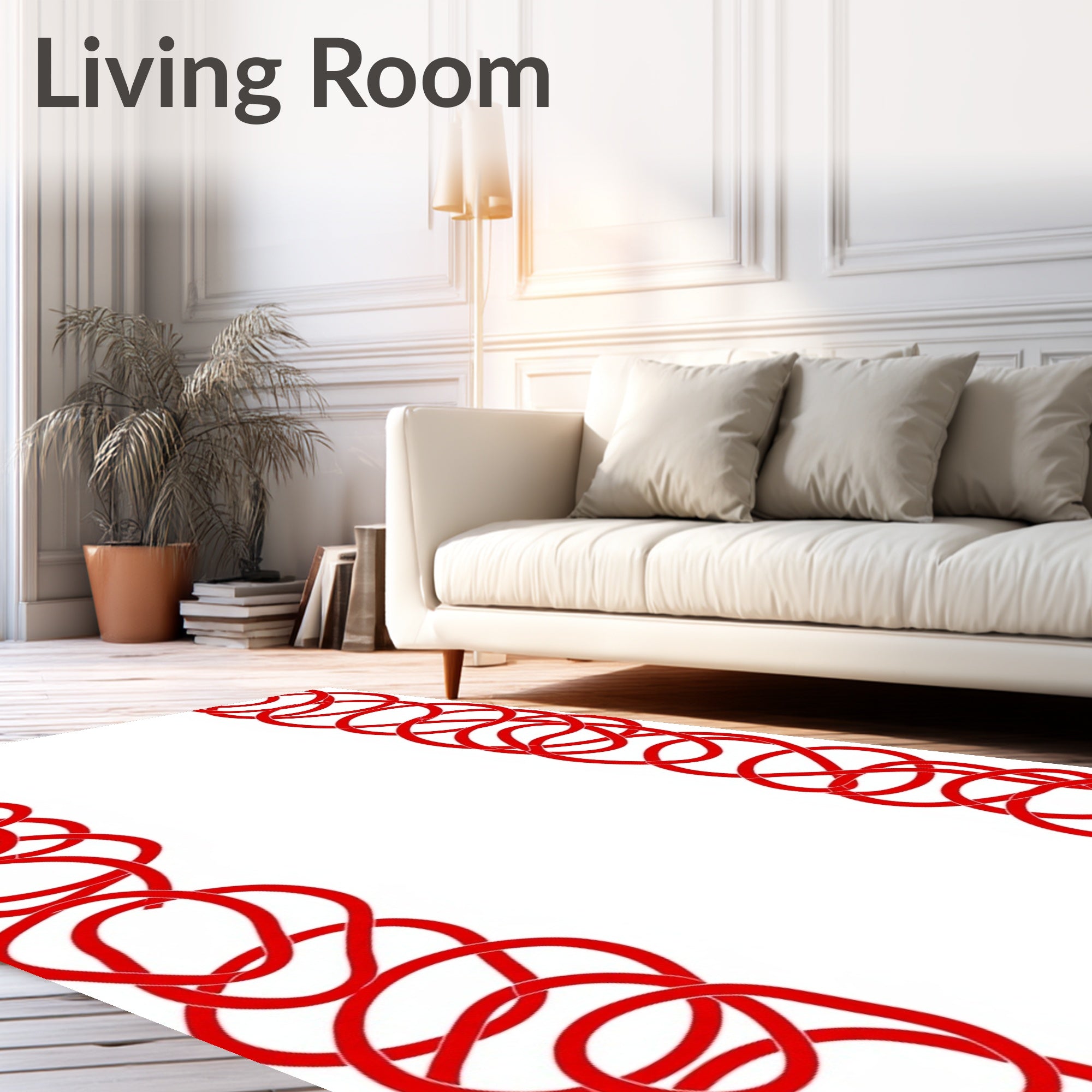 Crimson Linked Oval Vertical Stripe Rug