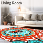 Whimsical Raccoon Tribal Mandala Rug