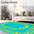Golden Celestial Frame Aquamarine Rug