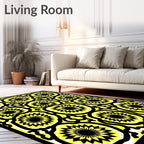Bold Yellow Sunburst Mandala Rug