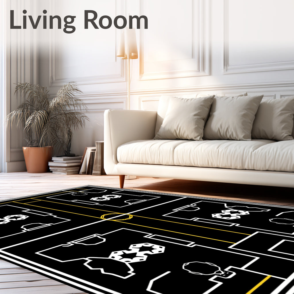 Modern Yellow Geometric Outline Rug