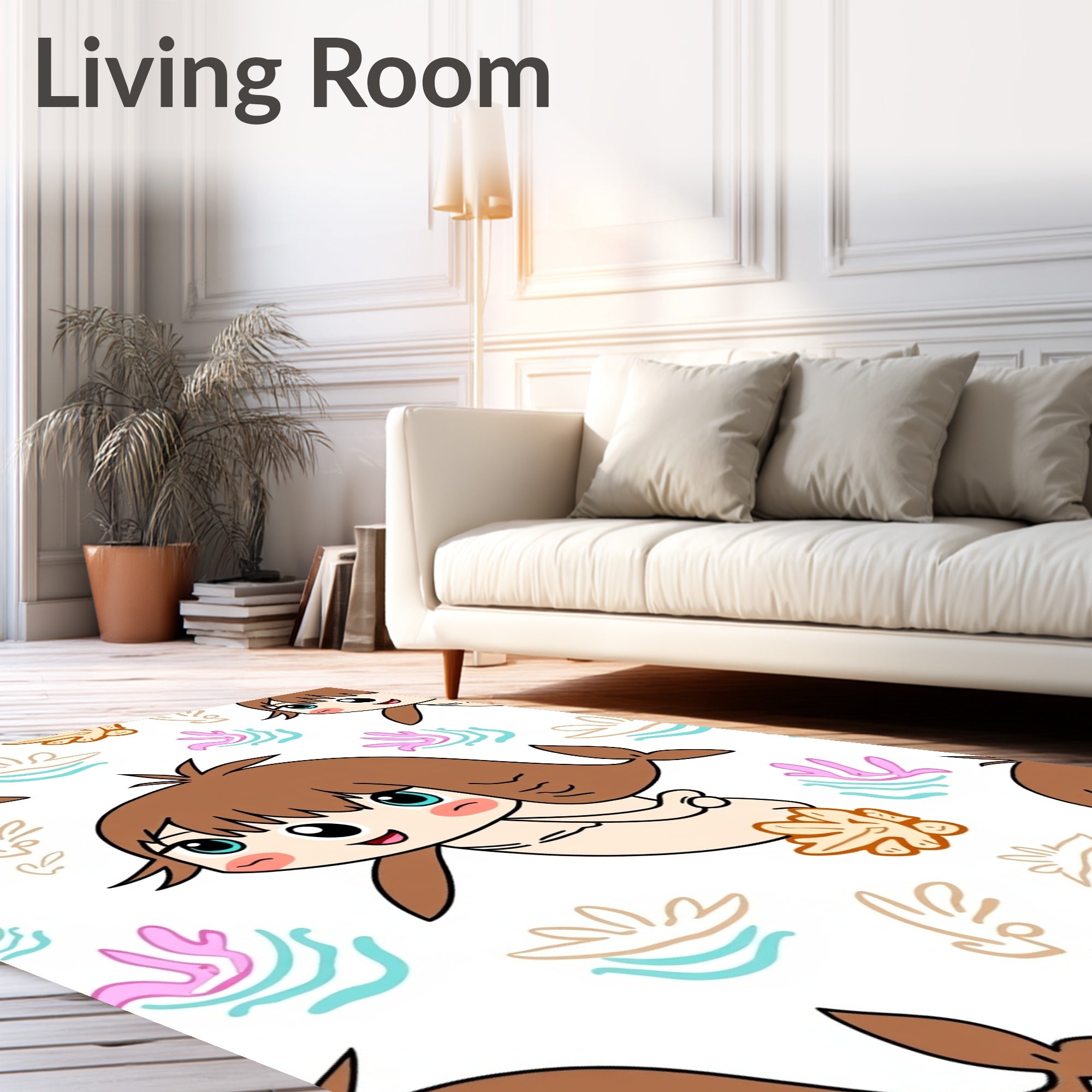 Cute Kawaii Mermaid Aquatic Friends Rug