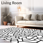 Black White Intersecting Lines Rug