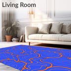 Vibrant Blue Orange Organic Flow Rug