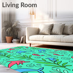 Playful Pink Blue Dolphin Seahorse Swirls Rug