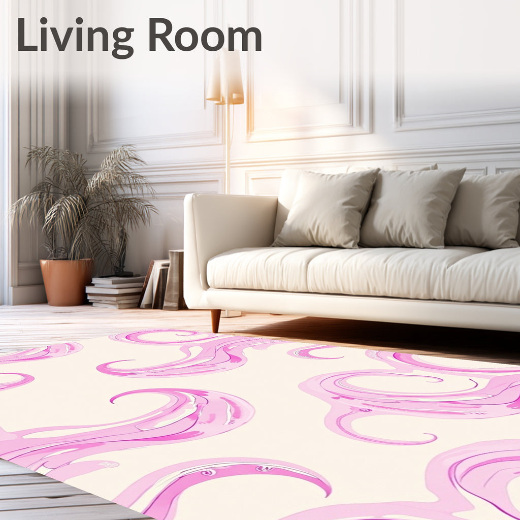 Pink Swirl Tentacle Abstract Art Rug