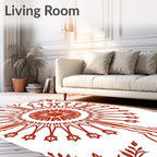 Crimson Sunburst Branch Medallion Rug