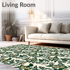 Lush Green Leafy Floral Arrangement Rug