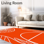 Vibrant Orange White Abstract Swirl Rug