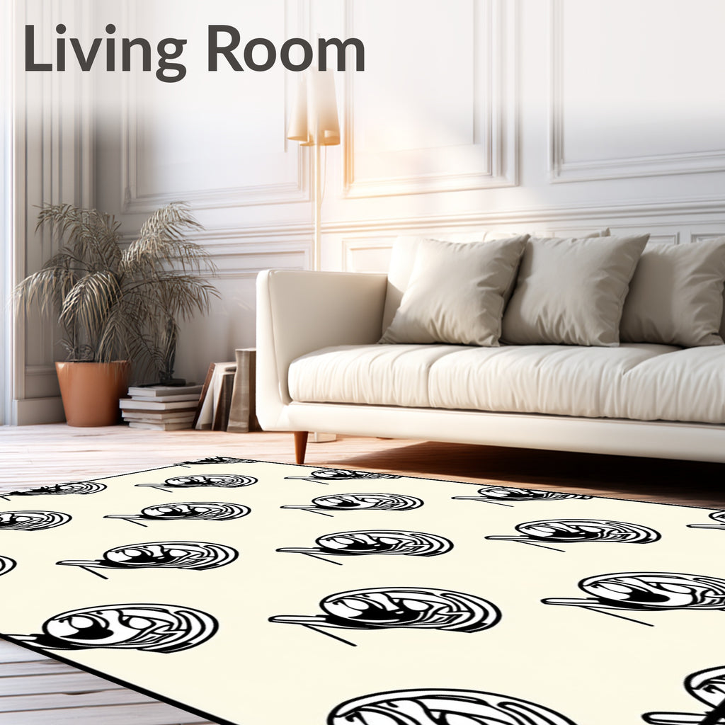 Cream Black Retro Abstract Machine Rug
