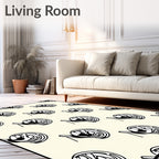 Cream Black Retro Abstract Machine Rug