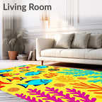 Bright Yellow Tropical Fish Coral Rug