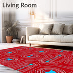 Red Circuit Board Starburst Rug