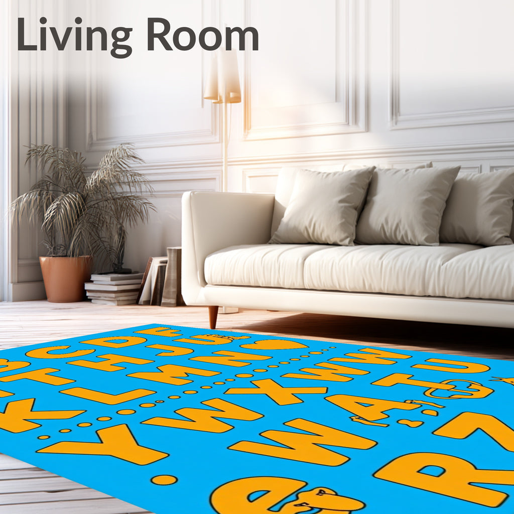 Alphabet Art Orange Yellow Playful Rug