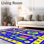 Bold Blue Yellow Alphabet Graphic Rug