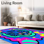 Vivid Blue Tiger Cosmic Swirls Rug