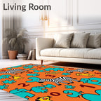 Fun Safari Animals and Numbers Orange Rug