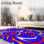 Bold Blue Red Yellow Swirls Rug
