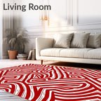Bold Red Maze Labyrinth Rug