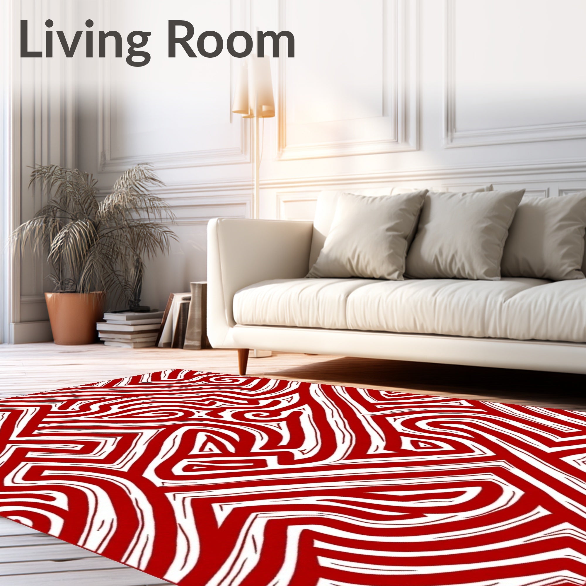 Bold Red Maze Labyrinth Rug