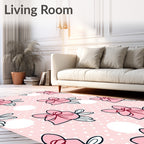 Pink Gift Bow Polka Dot Whimsical Rug
