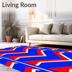 Bold Blue Red Chevron Stripe Rug