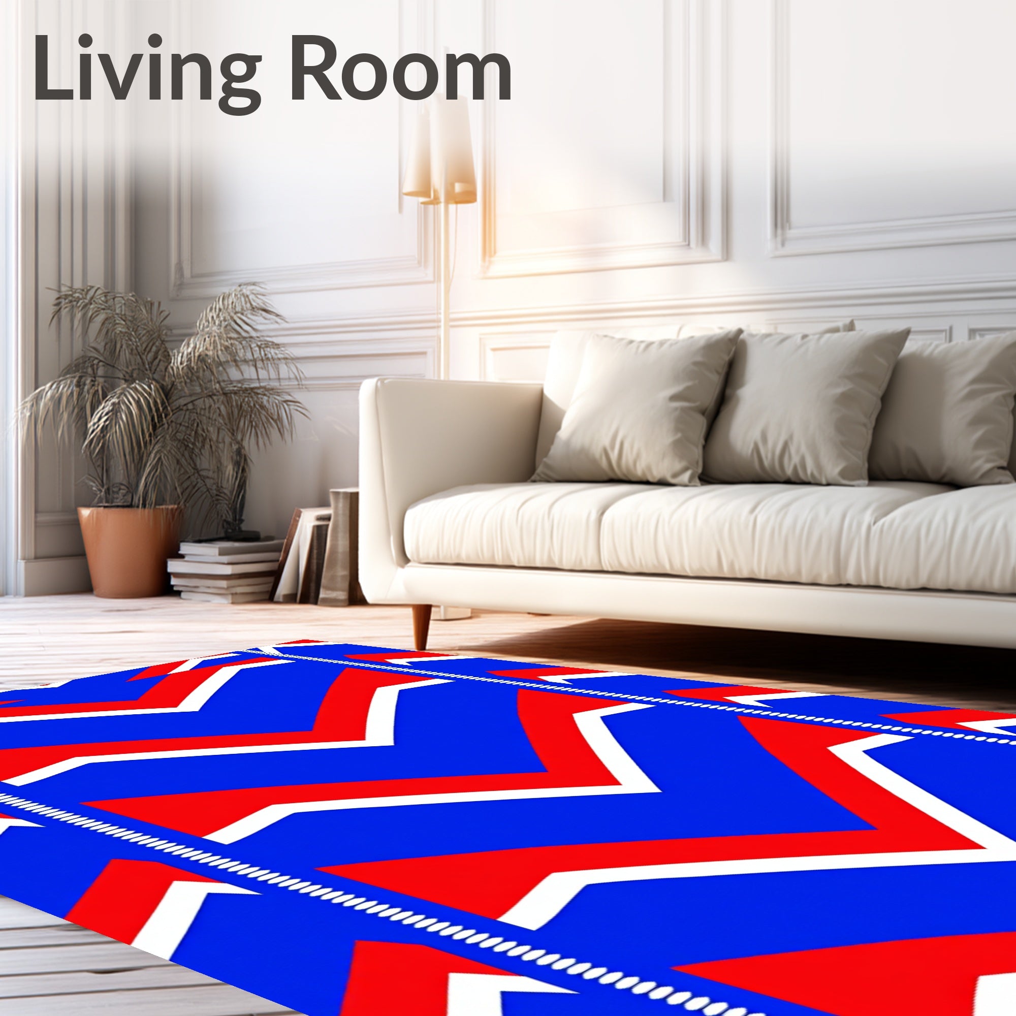 Bold Blue Red Chevron Stripe Rug
