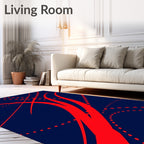Crimson Swirls on Navy Background Rug