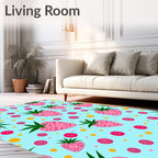 Playful Pink Strawberry Polka Dot medley Rug