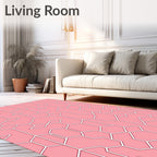 Pink Geometric Honeycomb And Diamond Accents Rug