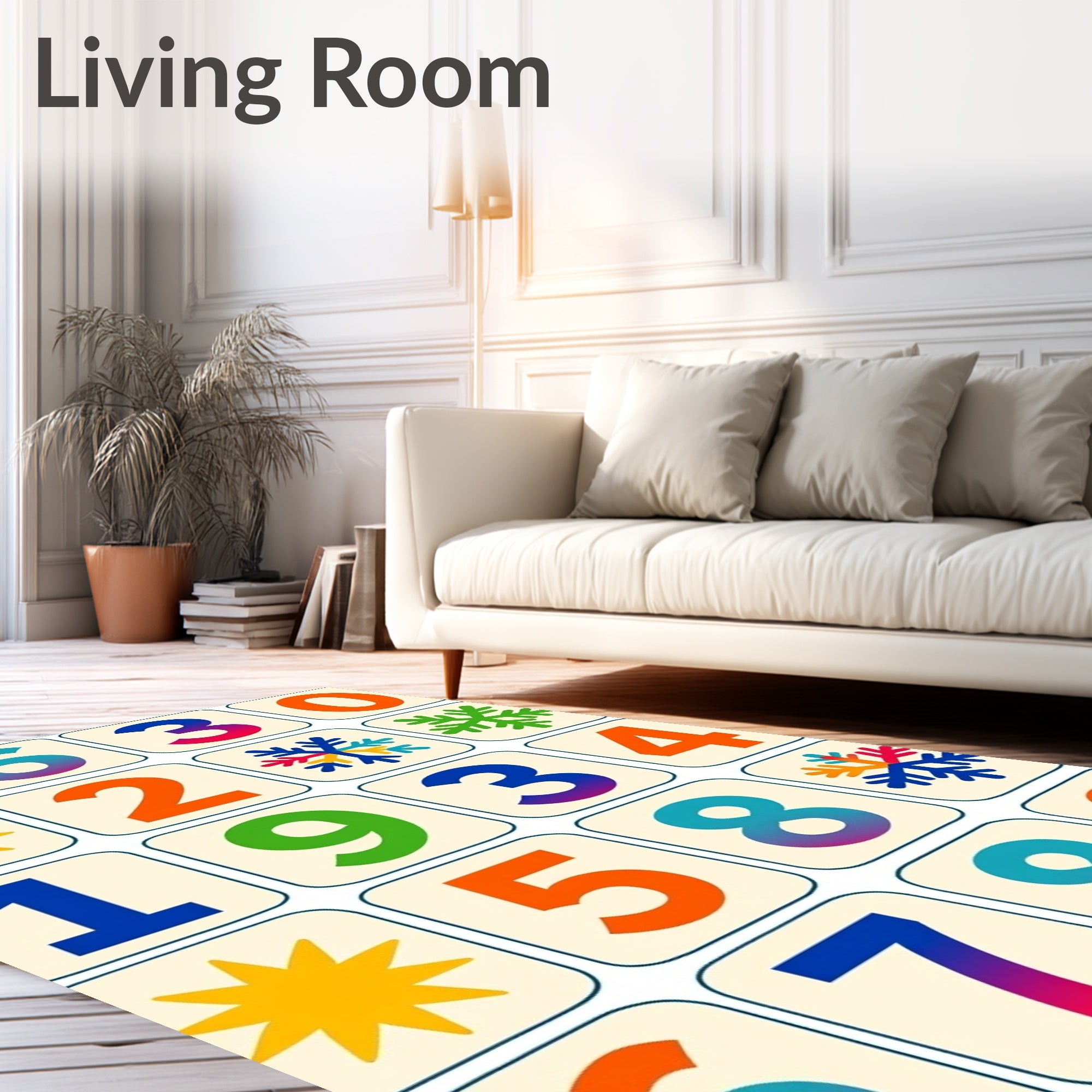Bright Number Snowflake Collection Rug