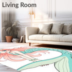Kawaii Pink Hair Mermaid Ocean Swirls Rug